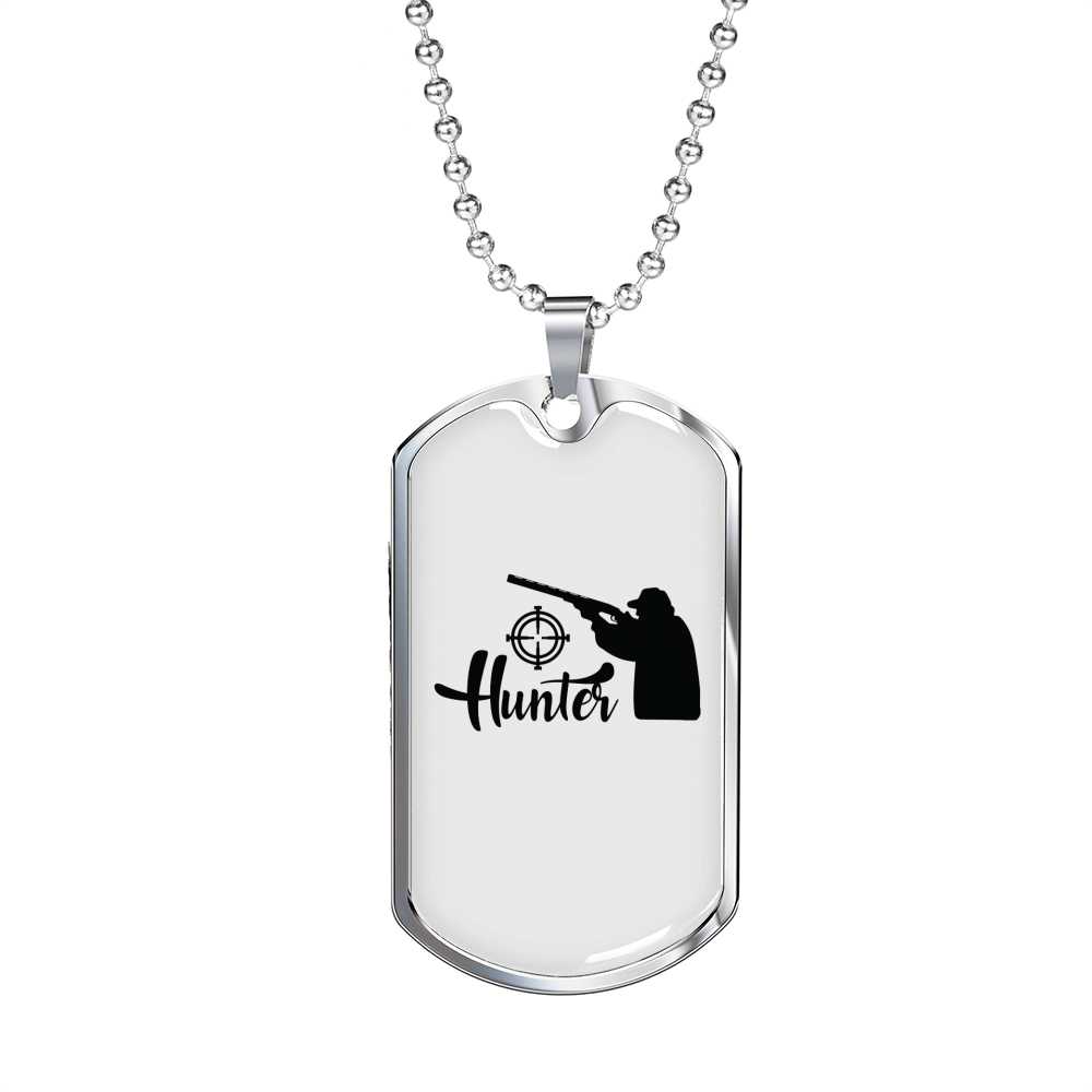 Hunter Man Necklace Stainless Steel or 18k Gold Dog Tag 24" Chain-Express Your Love Gifts