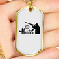 Hunter Man Necklace Stainless Steel or 18k Gold Dog Tag 24" Chain-Express Your Love Gifts