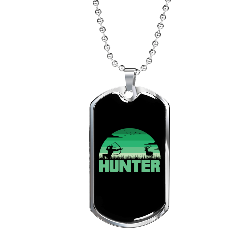 Hunter Necklace Stainless Steel or 18k Gold Dog Tag 24" Chain-Express Your Love Gifts