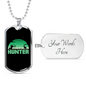 Hunter Necklace Stainless Steel or 18k Gold Dog Tag 24" Chain-Express Your Love Gifts