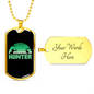 Hunter Necklace Stainless Steel or 18k Gold Dog Tag 24" Chain-Express Your Love Gifts