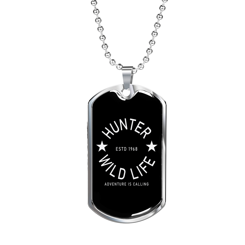 Hunter Wild Life Necklace Stainless Steel or 18k Gold Dog Tag 24" Chain-Express Your Love Gifts
