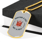 Hunting A Fox Not A Folk Necklace Stainless Steel or 18k Gold Dog Tag 24"-Express Your Love Gifts