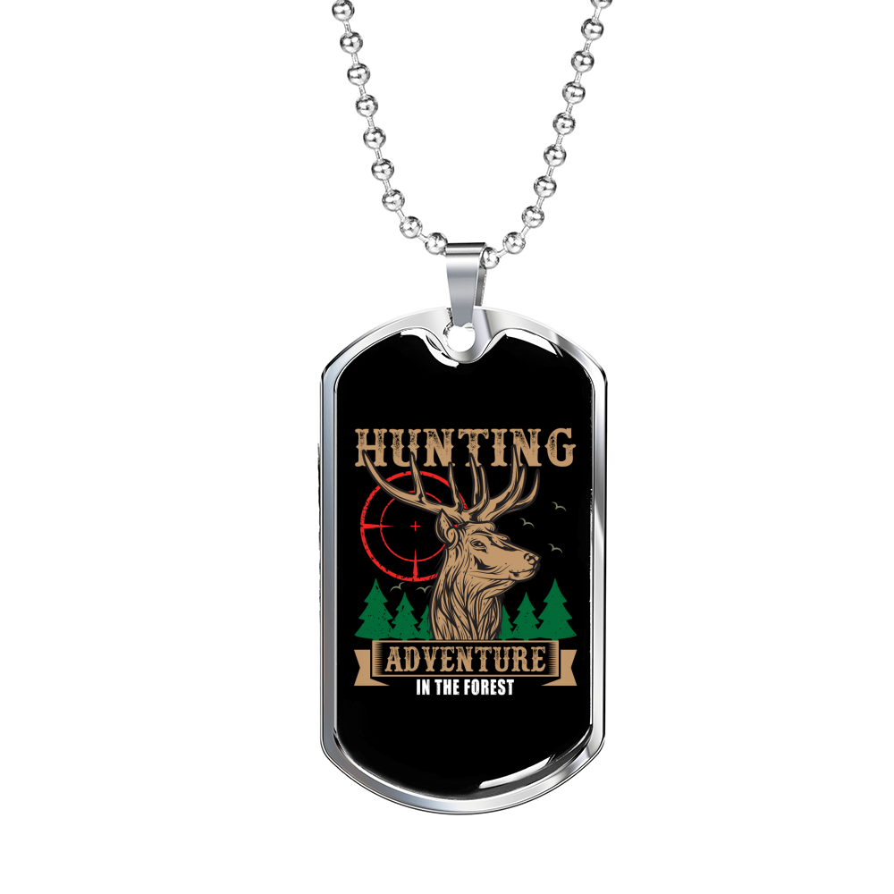 Hunting Adventure Necklace Stainless Steel or 18k Gold Dog Tag 24" Chain-Express Your Love Gifts