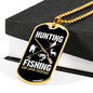 Hunting & Fishing Everyday Necklace Stainless Steel or 18k Gold Dog Tag 24" Chain-Express Your Love Gifts