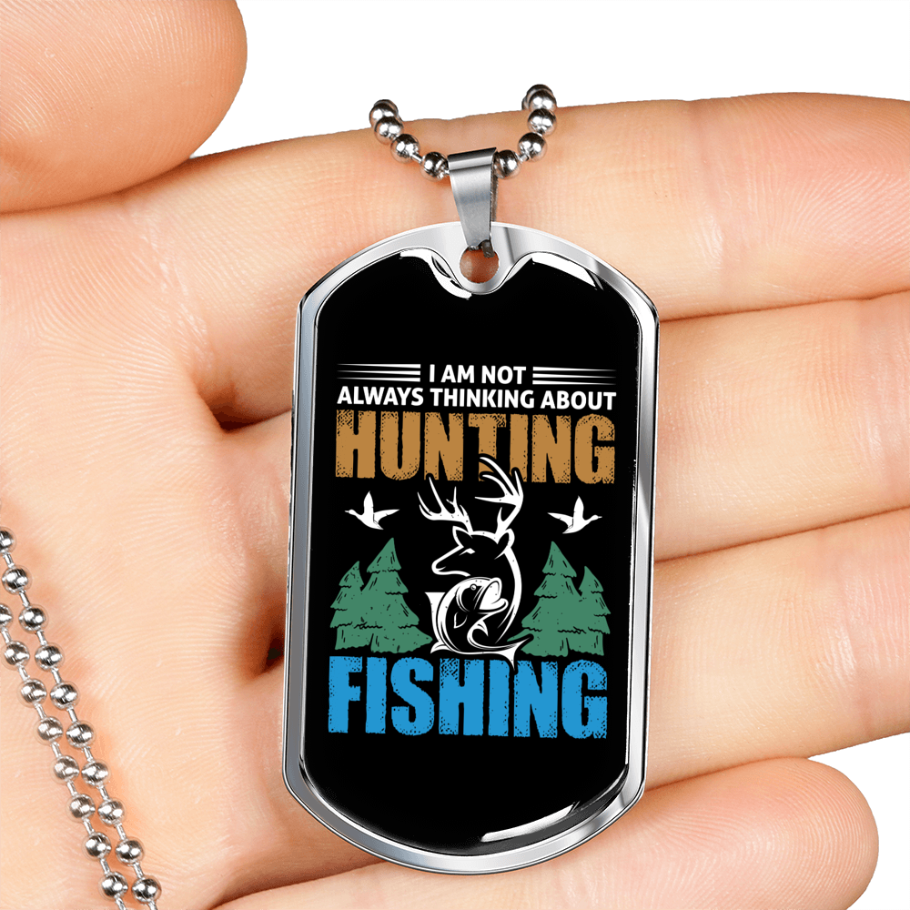 Hunting And Fishing Necklace Stainless Steel or 18k Gold Dog Tag 24-Express Your Love Gifts