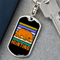 Hunting Bear Keychain Stainless Steel or 18k Gold Dog Tag Keyring-Express Your Love Gifts