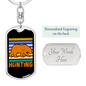 Hunting Bear Keychain Stainless Steel or 18k Gold Dog Tag Keyring-Express Your Love Gifts