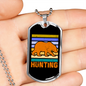 Hunting Bear Necklace Stainless Steel or 18k Gold Dog Tag 24"-Express Your Love Gifts