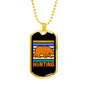 Hunting Bear Necklace Stainless Steel or 18k Gold Dog Tag 24"-Express Your Love Gifts