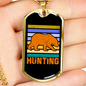Hunting Bear Necklace Stainless Steel or 18k Gold Dog Tag 24"-Express Your Love Gifts