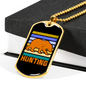 Hunting Bear Necklace Stainless Steel or 18k Gold Dog Tag 24"-Express Your Love Gifts