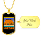 Hunting Bear Necklace Stainless Steel or 18k Gold Dog Tag 24"-Express Your Love Gifts