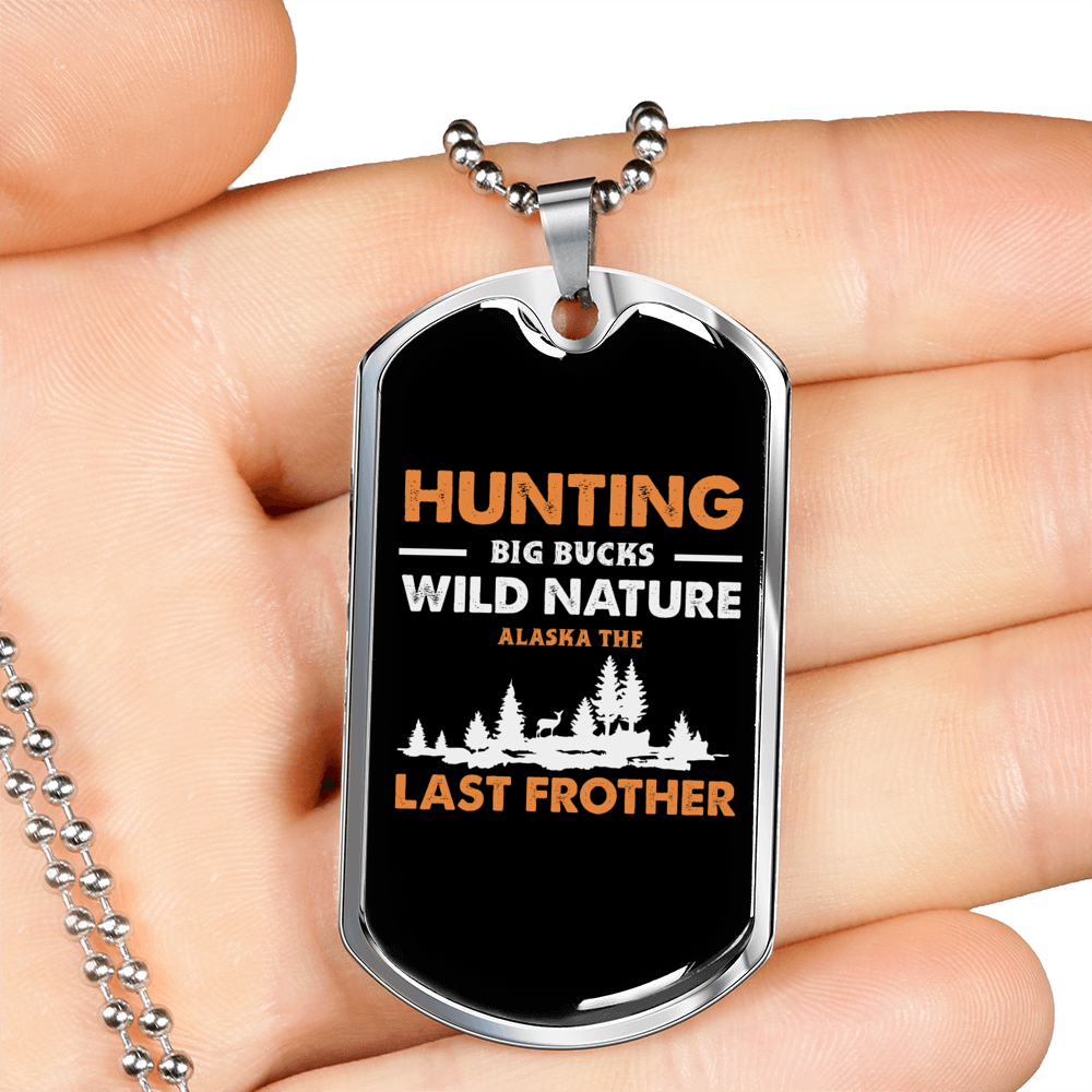 Hunting Big Bucks Necklace Stainless Steel or 18k Gold Dog Tag 24" Chain-Express Your Love Gifts