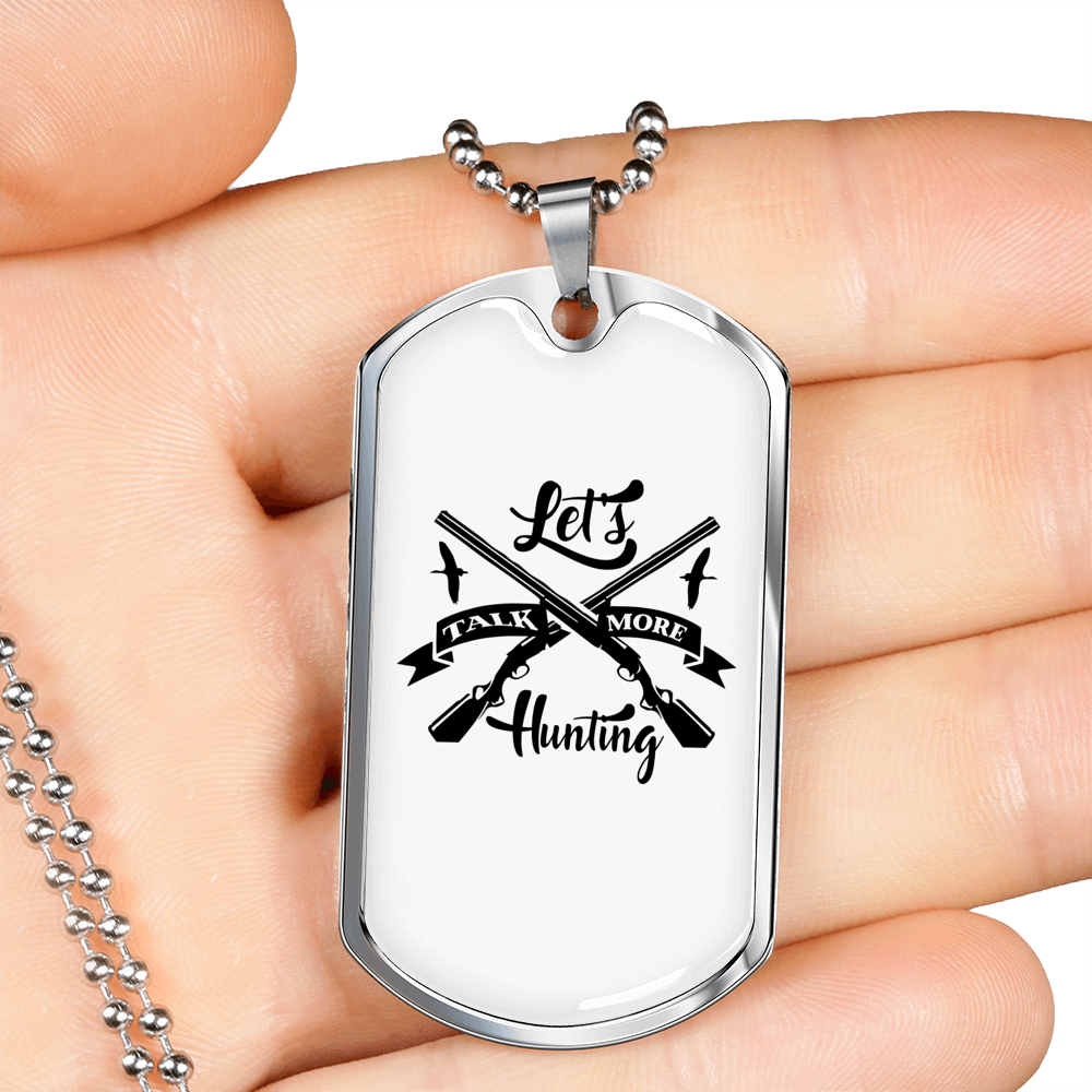 Hunting Black Necklace Stainless Steel or 18k Gold Dog Tag 24" Chain-Express Your Love Gifts