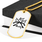 Hunting Black Necklace Stainless Steel or 18k Gold Dog Tag 24" Chain-Express Your Love Gifts