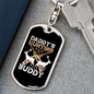 Hunting Buddy Daddy Keychain Stainless Steel or 18k Gold Dog Tag Keyring-Express Your Love Gifts