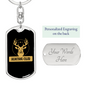 Hunting Club Keychain Stainless Steel or 18k Gold Dog Tag Keyring-Express Your Love Gifts