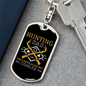 Hunting Dad Cooler Yellow Keychain Stainless Steel or 18k Gold Dog Tag Keyring-Express Your Love Gifts