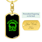 Hunting Dad Green Keychain Stainless Steel or 18k Gold Dog Tag Keyring-Express Your Love Gifts