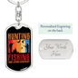 Hunting Fishing Keychain Stainless Steel or 18k Gold Dog Tag Keyring-Express Your Love Gifts