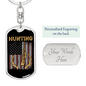Hunting Flag Guns And Antlers Keychain Stainless Steel or 18k Gold Dog Tag Keyring-Express Your Love Gifts