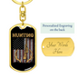 Hunting Flag Guns And Antlers Keychain Stainless Steel or 18k Gold Dog Tag Keyring-Express Your Love Gifts