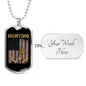 Hunting Flag Guns And Antlers Necklace Stainless Steel or 18k Gold Dog Tag 24" Chain-Express Your Love Gifts