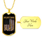 Hunting Flag Guns And Antlers Necklace Stainless Steel or 18k Gold Dog Tag 24" Chain-Express Your Love Gifts