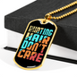 Hunting Hair No CAre Necklace Stainless Steel or 18k Gold Dog Tag 24" Chain-Express Your Love Gifts
