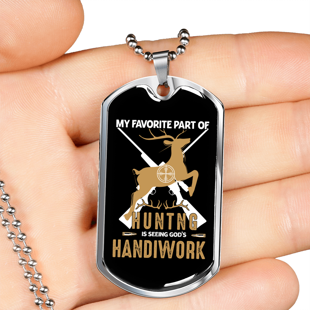 Hunting Handiwork Necklace Stainless Steel or 18k Gold Dog Tag 24" Chain-Express Your Love Gifts