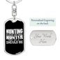Hunting Hunter Keychain Stainless Steel or 18k Gold Dog Tag Keyring-Express Your Love Gifts