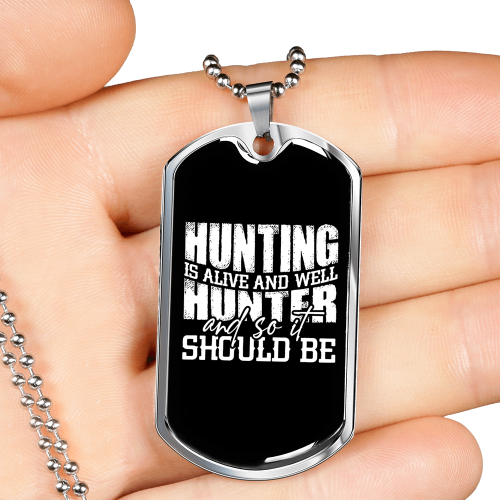 Hunting Hunter Necklace Stainless Steel or 18k Gold Dog Tag 24" Chain-Express Your Love Gifts