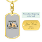 Hunting Is Happiness Hunter'S Keychain Stainless Steel or 18k Gold Dog Tag Keyring-Express Your Love Gifts