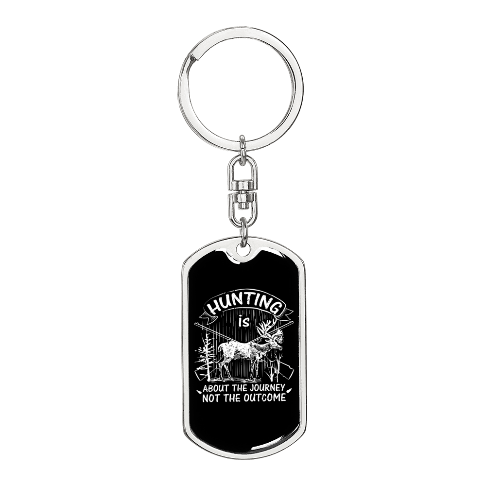Hunting Is Journey Keychain Stainless Steel or 18k Gold Dog Tag Keyring-Express Your Love Gifts