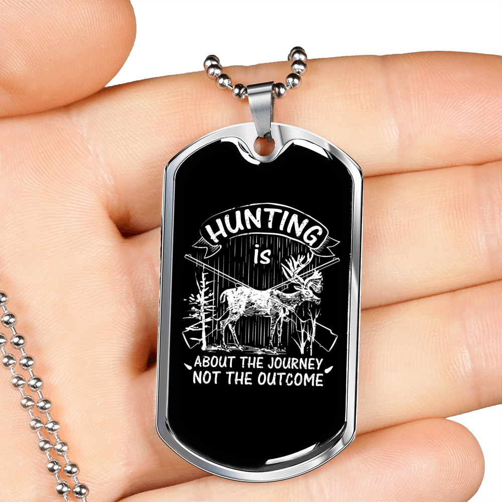 Hunting Is Journey Necklace Stainless Steel or 18k Gold Dog Tag 24" Chain-Express Your Love Gifts
