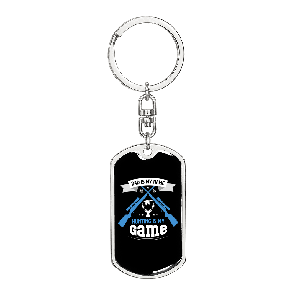 Hunting Is My Game Keychain Stainless Steel or 18k Gold Dog Tag Keyring-Express Your Love Gifts