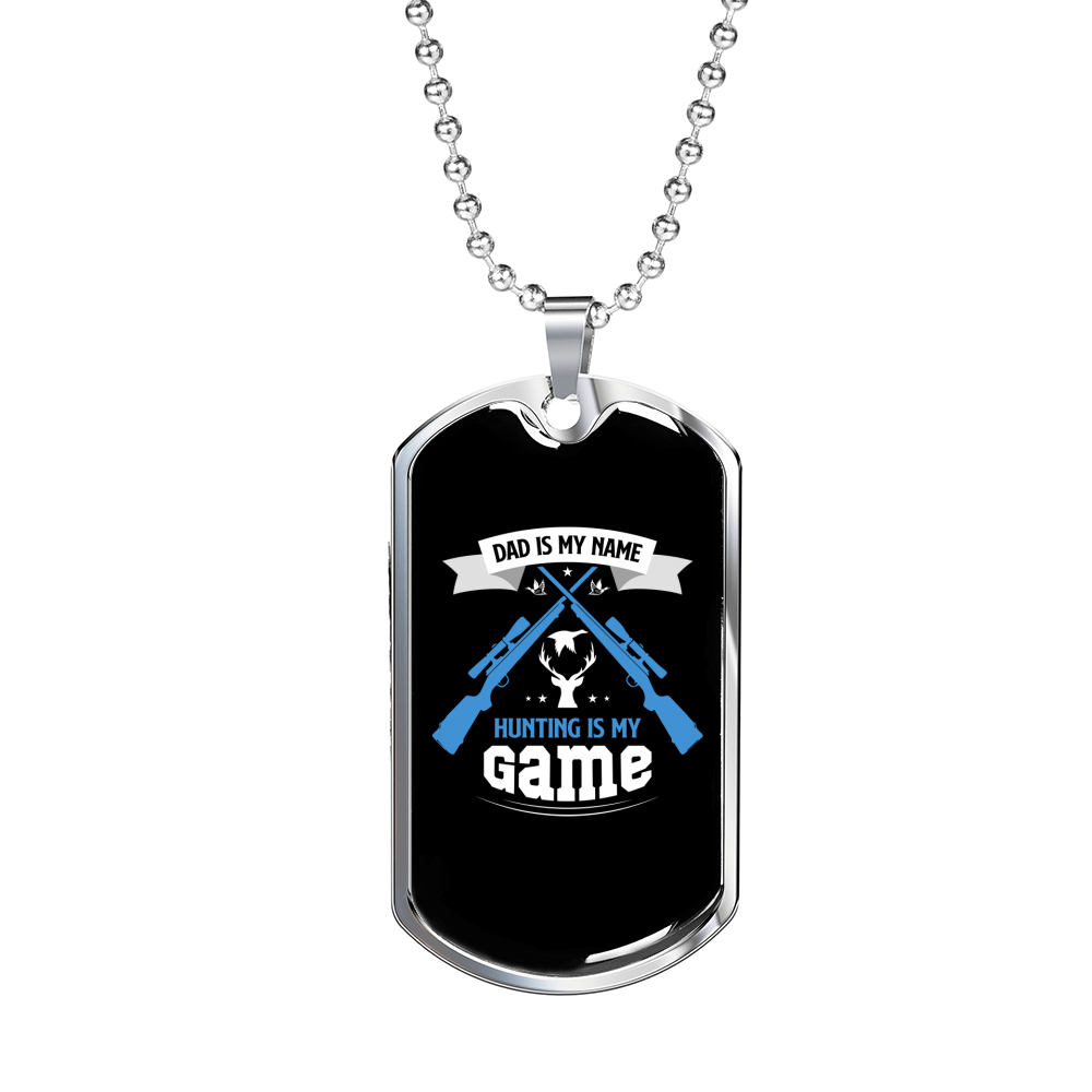 Hunting Is My Game Necklace Stainless Steel or 18k Gold Dog Tag 24" Chain-Express Your Love Gifts