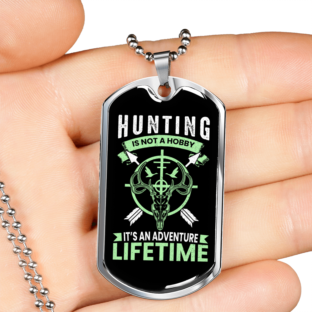 Hunting Is Not A Hobby Necklace Stainless Steel or 18k Gold Dog Tag 24" Chain-Express Your Love Gifts