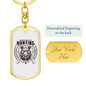 Hunting Is Problem Solving White Keychain Stainless Steel or 18k Gold Dog Tag Keyring-Express Your Love Gifts