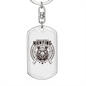 Hunting Is Problem Solving White Keychain Stainless Steel or 18k Gold Dog Tag Keyring-Express Your Love Gifts