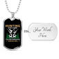 Hunting Is Survival Skill Necklace Stainless Steel or 18k Gold Dog Tag 24" Chain-Express Your Love Gifts