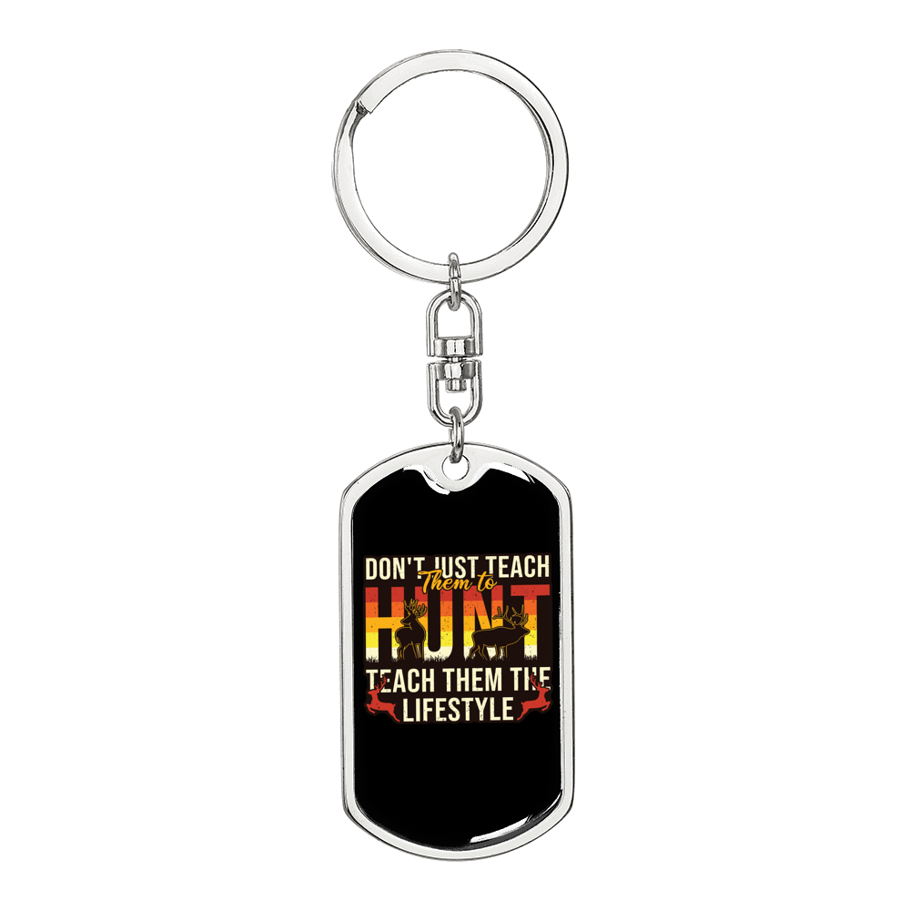 Hunting Lifestyle Keychain Stainless Steel or 18k Gold Dog Tag Keyring-Express Your Love Gifts
