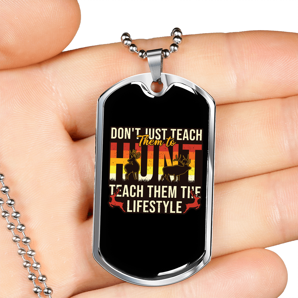 Hunting Lifestyle Necklace Stainless Steel or 18k Gold Dog Tag 24" Chain-Express Your Love Gifts