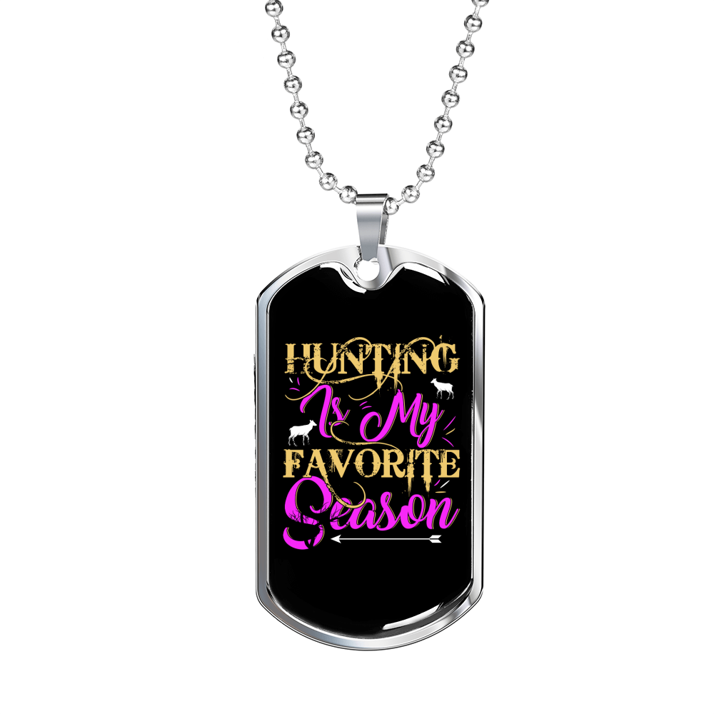 Hunting My Favorite Season Necklace Stainless Steel or 18k Gold Dog Tag 24" Chain-Express Your Love Gifts