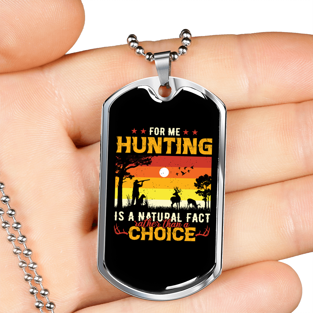 Hunting Natural Fact Black Necklace Stainless Steel or 18k Gold Dog Tag 24" Chain-Express Your Love Gifts