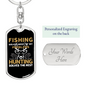 Hunting Solves The Problem Keychain Stainless Steel or 18k Gold Dog Tag Keyring-Express Your Love Gifts