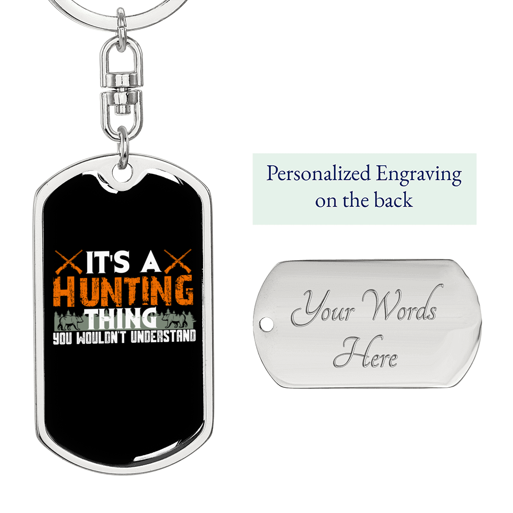 Hunting Thing Alright Keychain Stainless Steel or 18k Gold Dog Tag Keyring-Express Your Love Gifts