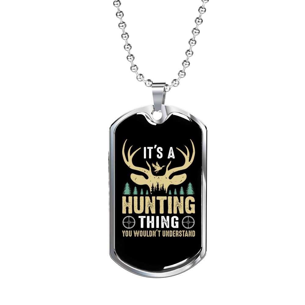 Hunting Thing Necklace Stainless Steel or 18k Gold Dog Tag 24" Chain-Express Your Love Gifts