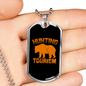 Hunting Tourism Bear Necklace Stainless Steel or 18k Gold Dog Tag 24"-Express Your Love Gifts